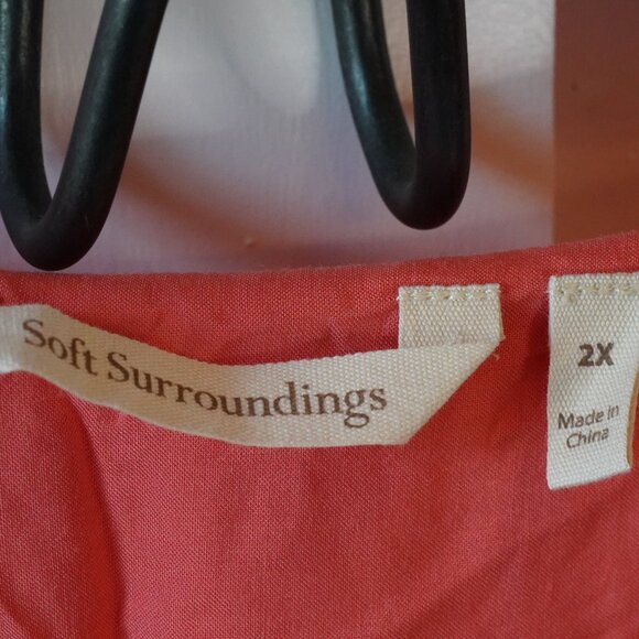 Soft Surroundings, Bell Sleeve Layered Blouse, Coral, Pink - Picture 5 of 6